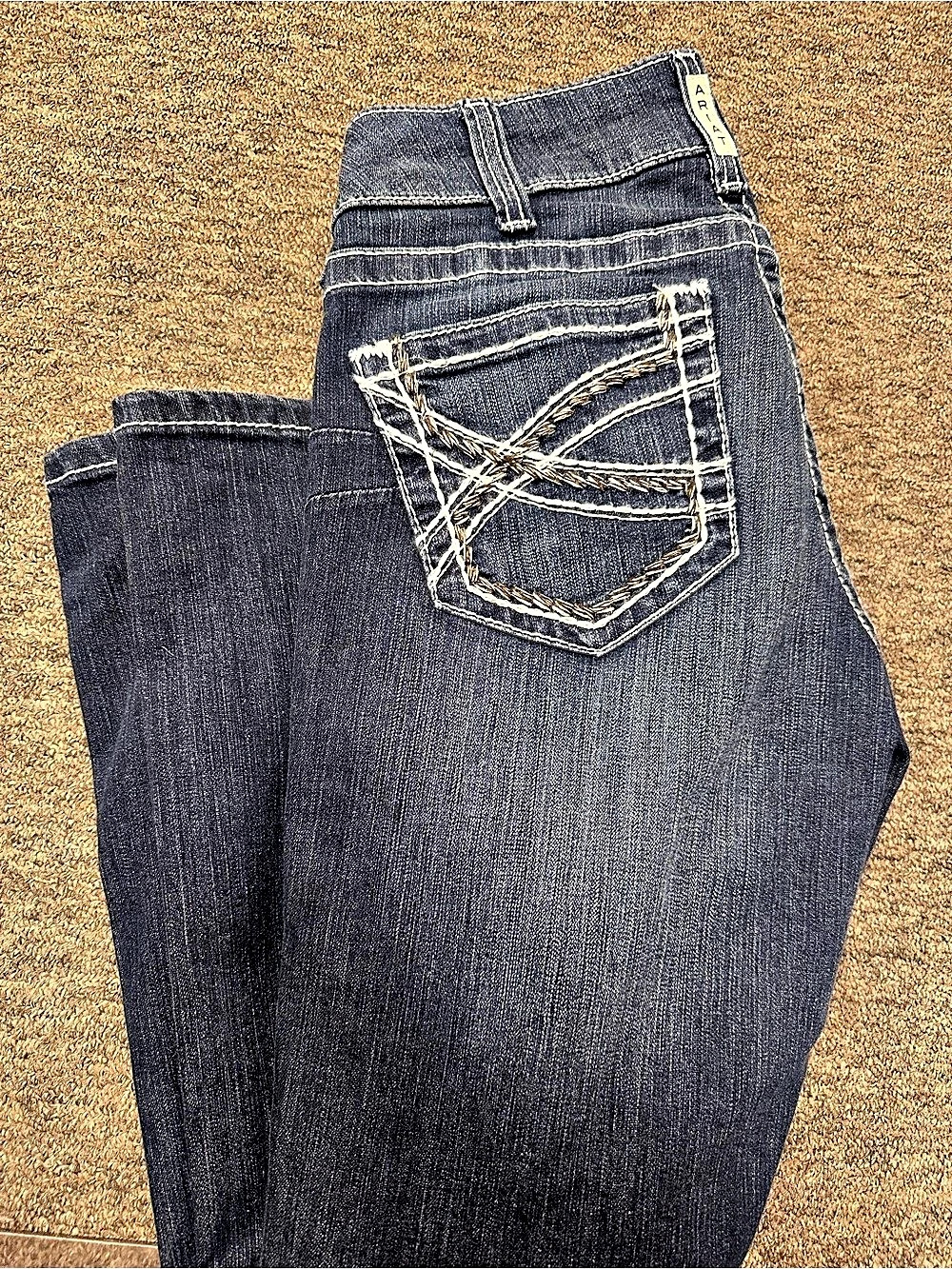 Ariat R.E.A.L. Mid Rise Stretch Entwined Boot Cut Jean Jeans Blue Waist 29R